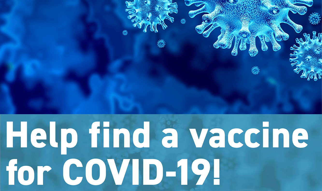 covid virus on blue background