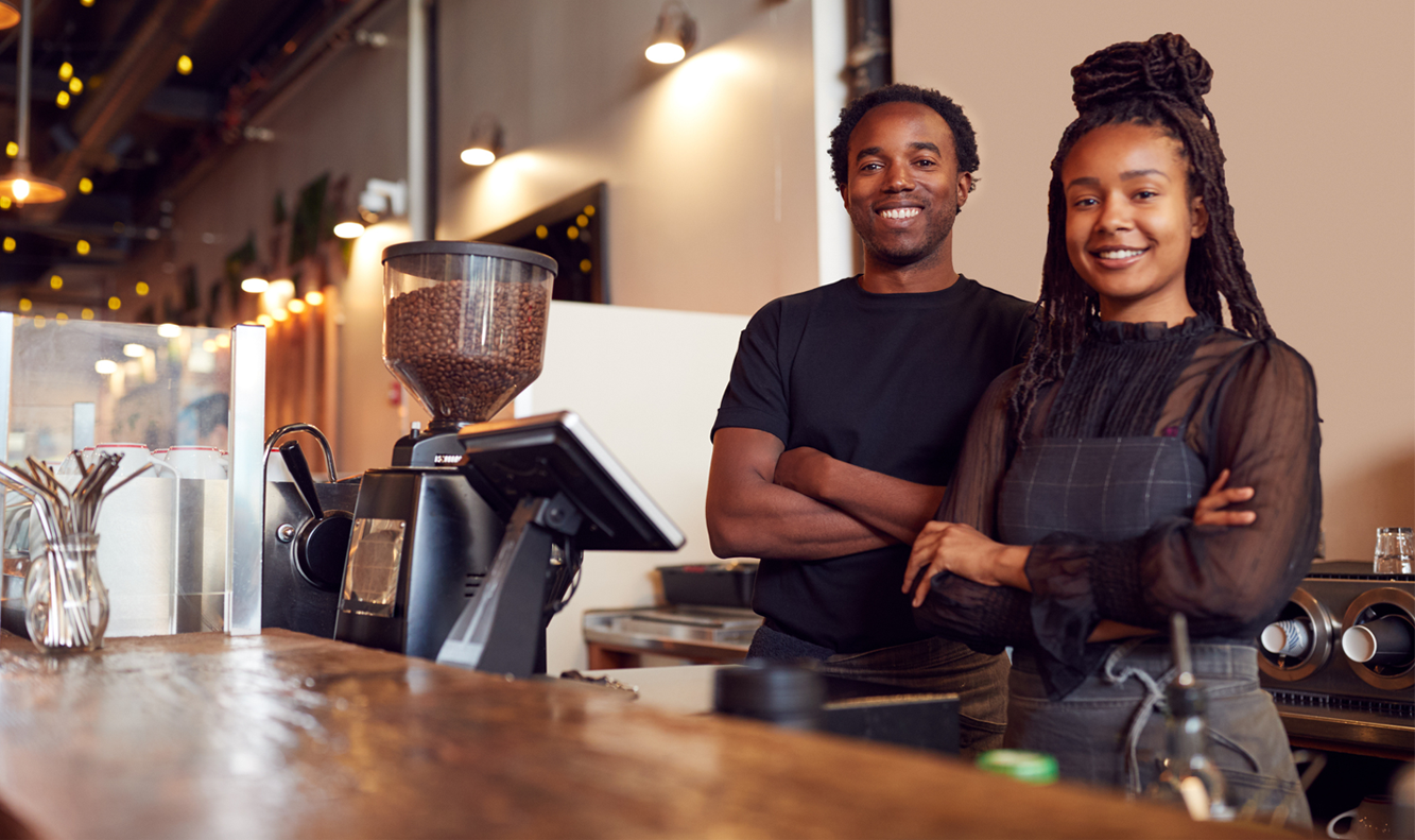 Black couple - coffee shop owners