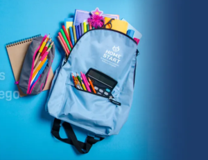 home start branded backpack full of supplies