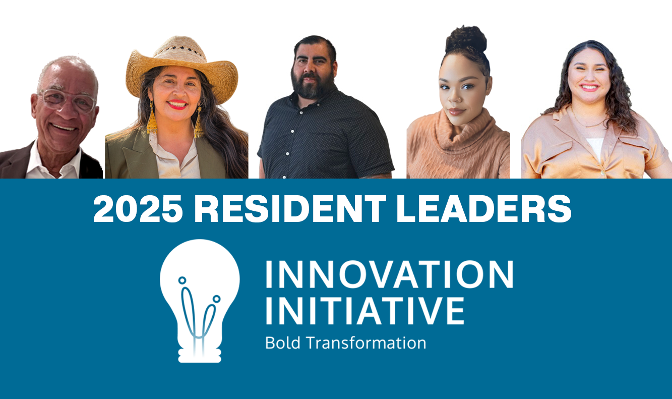 5 headshots of resident leaders over i2 logo